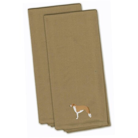 Carolines Treasures Borzoi Russian Greyhound Tan Embroidered Kitchen Towel BB3399TNTWE